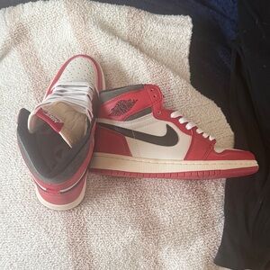 Nike Red and White Sneakers with Black Accents